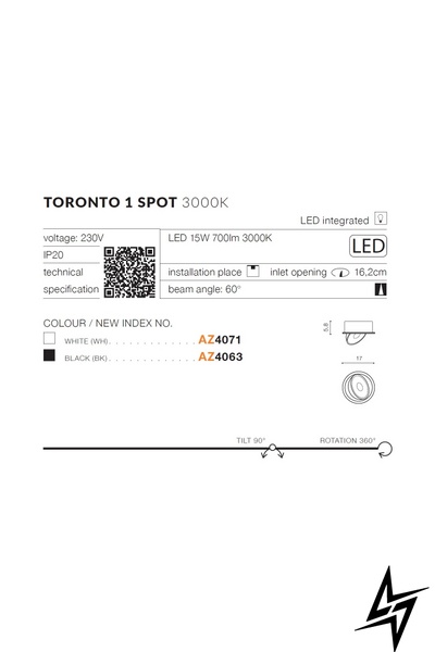 Точковий врізний світильник Azzardo AZ4063 Toronto LED 50158 фото наживо, фото в дизайні інтер'єру