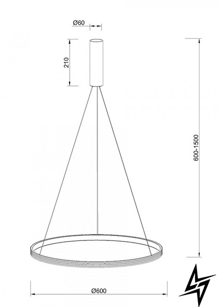 Светильник подвесной KLOODI KD-RG ONE 600 36W 3К ALU ЛЕД  фото в живую, фото в дизайне интерьера
