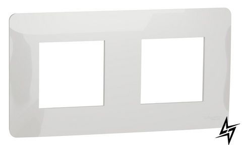Двухпостовая рамка глянцевая Unica New Studio NU200418 белая Schneider Electric фото