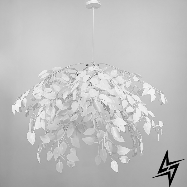 Подвесной белый светильник TRIO во флористических мотивах d110 см LE41175 4xE27 110x110см Белый/Хром MJ 185-110 фото в живую, фото в дизайне интерьера