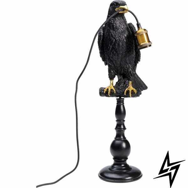 Настольный светильник Animal Sitting Crow Mat Black 61cm S23-38753 1xE27 16см Черный 52705 фото в живую, фото в дизайне интерьера