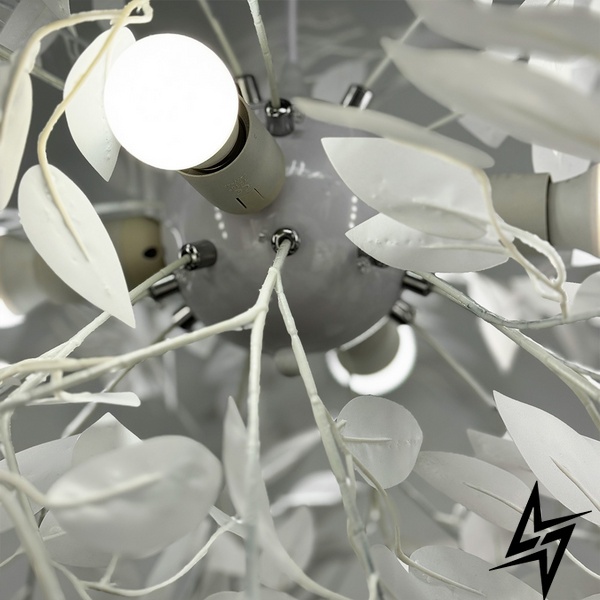 Подвесной белый светильник TRIO во флористических мотивах d110 см LE41175 4xE27 110x110см Белый/Хром MJ 185-110 фото в живую, фото в дизайне интерьера