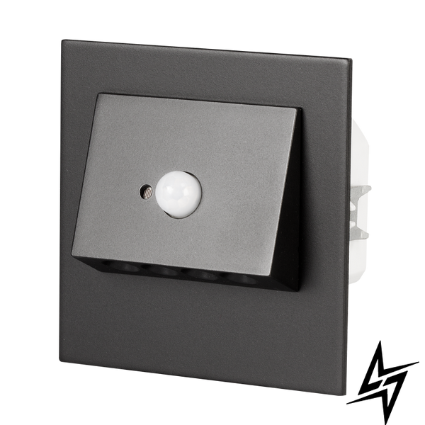 Настенный светильник Ledix Navi с рамкой 11-222-61 врезной Черный 5900K с датчиком ЛЕД LED11122261 фото в живую, фото в дизайне интерьера