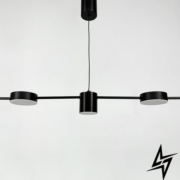 Удлиненная черная люстра LUMINA LUX LE41125 LED 25W 3000–4500–6000K 10x120см Черный MJ 117/5 BK фото в живую, фото в дизайне интерьера