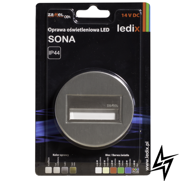 Настінний світильник Ledix Sona кругла 13-211-22 врізний Сталь 3100K 14V LED LED11321122 фото наживо, фото в дизайні інтер'єру