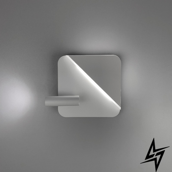 Настінний білий квадратний світильник із спотом LE37914 LED 4000K 18x18см Білий W 087 WT фото наживо, фото в дизайні інтер'єру