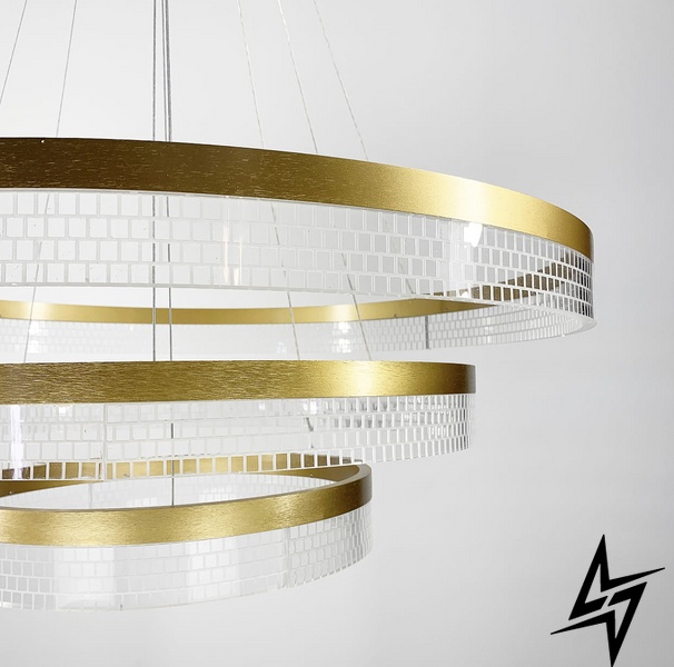 Дизайнерская золотая LED люстра на 3 кольца LE39497 Золото 80x80см LED 68W 4000K CO 5/40+60+80 фото в живую, фото в дизайне интерьера