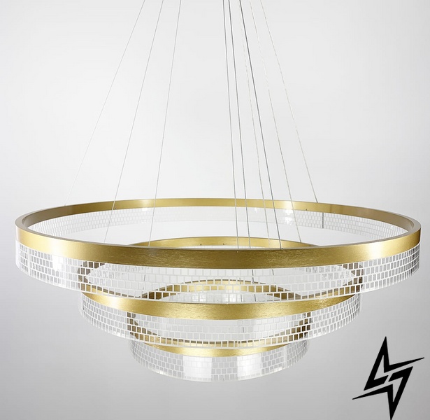 Дизайнерская золотая LED люстра на 3 кольца LE39497 Золото 80x80см LED 68W 4000K CO 5/40+60+80 фото в живую, фото в дизайне интерьера