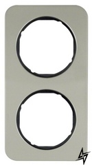 Двухместная рамка R.1 10122104 (нержавеющая сталь/черная) Berker фото
