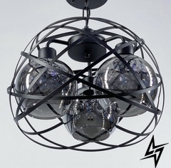 Современная люстра в стиле Loft на три стеклянных плафона LE25558 3xE27 38x38см Черный/Графит 11532/3 фото в живую, фото в дизайне интерьера
