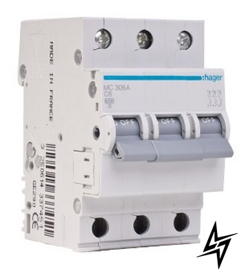 Автоматичний вимикач Hager MC306A 3P 6A C 6kA фото