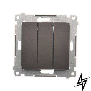 Вимикач трьохклавішний з LED підсвіткою (модуль) 10A швидкий монтаж коричневий матовий Simon 54 DW31L.01/46 фото
