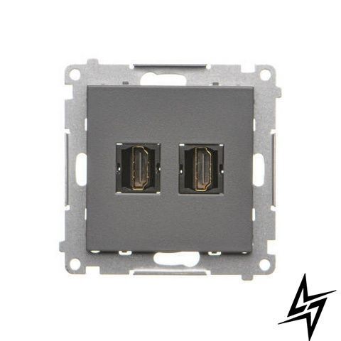Подвійна HDMI-розетка Simon TGHDMI2.01/116 55, сіра матова фото