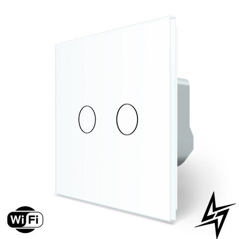 Умный сенсорный Wi-Fi выключатель 2 сенсора Livolo белый стекло (VL-C7FC2NY-2GWP) фото