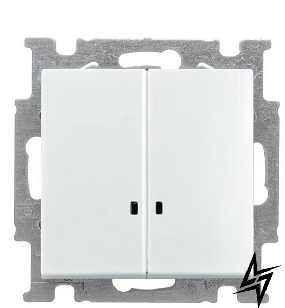Двухкнопочный выключатель Basic 55 2CKA001012A2188 2006/5 UCGL-96-507 с подсветкой (белый шале) 2CKA001012A2188 ABB фото