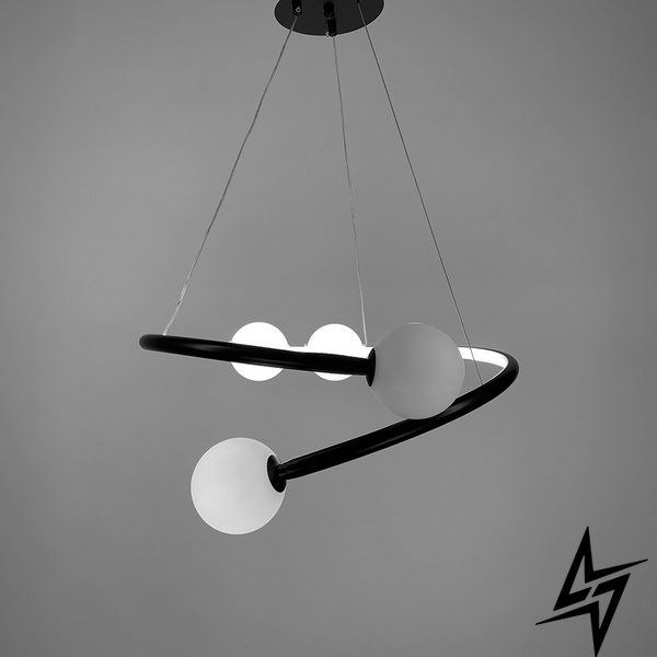 Дизайнерская черная LED люстра с акриловыми шариками LE39498 Черный 60x60см 2xG9 901-600 BK фото в живую, фото в дизайне интерьера