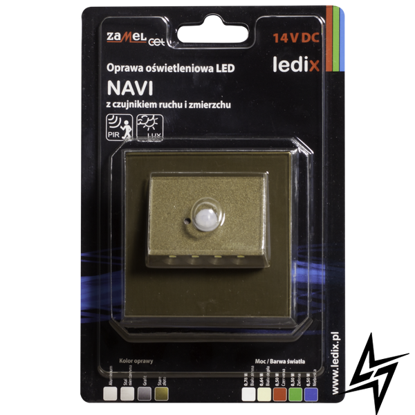 Настінний світильник Ledix Navi з рамкою 11-212-41 врізний Старе золото 5900K 14V з датчиком LED LED11121241 фото наживо, фото в дизайні інтер'єру