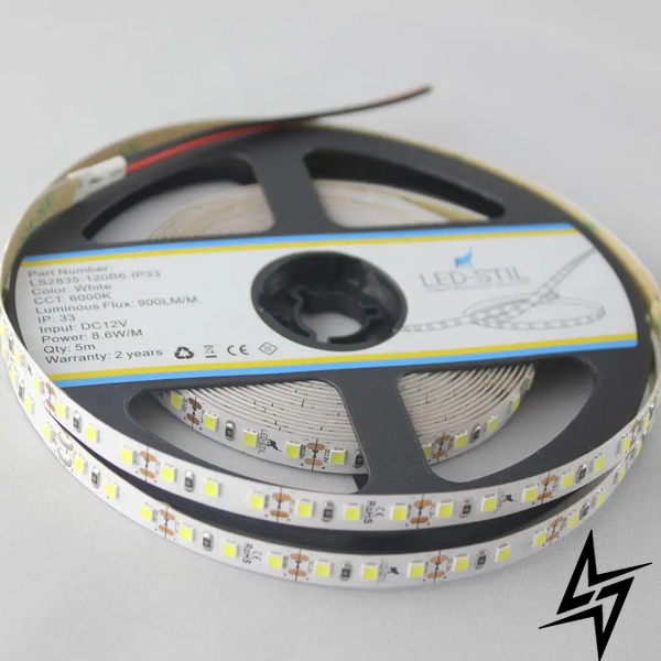 LED стрічка LED-STIL 6000K, 8,6 Вт/м, 2835, 120 діодів, IP33, 12V, 700 LM, холодне світло фото