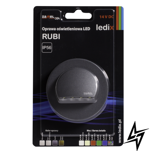 Настенный светильник Ledix Rubi с рамкой 09-111-32 накладной Графит 3100K 14V ЛЕД LED10911132 фото в живую, фото в дизайне интерьера