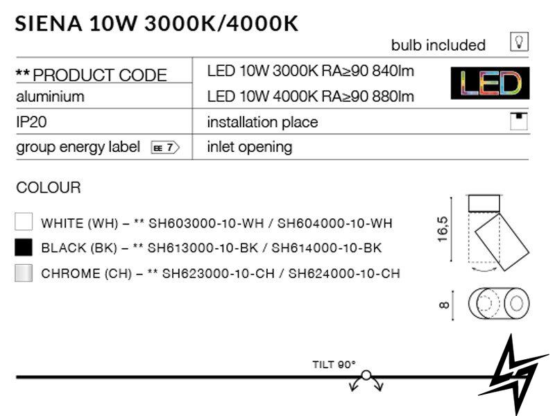 Точковий Накладний AZ2210 Azzardo Siena SH603000-10-WH LED  фото наживо, фото в дизайні інтер'єру