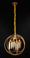 Підвісна стельова люстра в стилі LOFT лофт Luxcel 23-37389 Жовтий 12571/4 фото наживо, фото в дизайні інтер'єру
