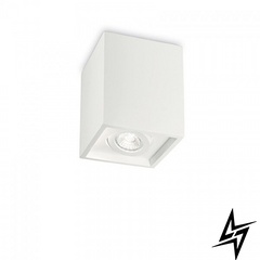 Гипсовый светильник точечный накладной Ideal Lux Oak Pl1 Square Bianco 150468 13198 фото в живую, фото в дизайне интерьера