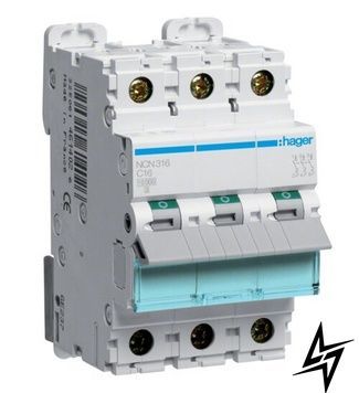 Автоматический выключатель Hager NCN316 3P 16A C 10kA фото