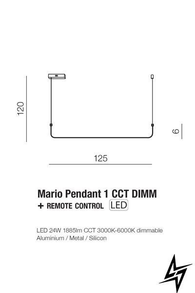 Люстра Azzardo MARIO AZ5446 LED 39 Вт, чорна, 150 &times; 120 см фото