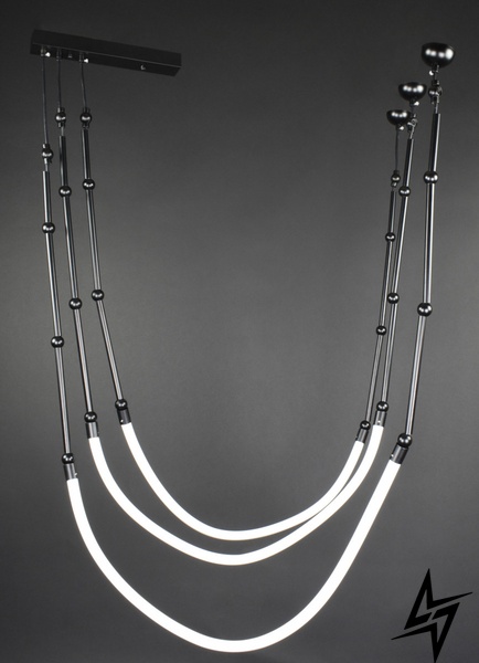 Люстра стельова LED L23-36639 Чорний MBJ1-95*200-3-bk фото наживо, фото в дизайні інтер'єру