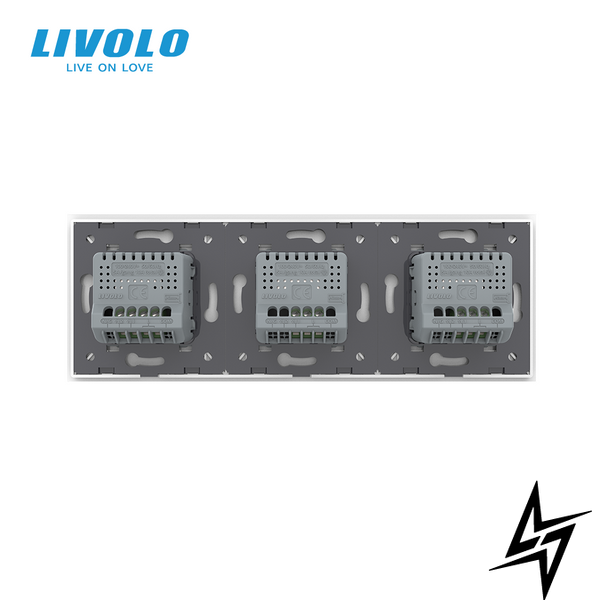 Сенсорный выключатель 4 сенсора (1-1-2) Livolo белый стекло (VL-C701/C701/C702-11) фото