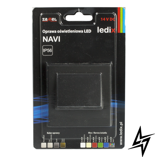 Настінний світильник Ledix Navi з рамкою 11-211-61 врізний Чорний 5900K 14V LED LED11121161 фото наживо, фото в дизайні інтер'єру