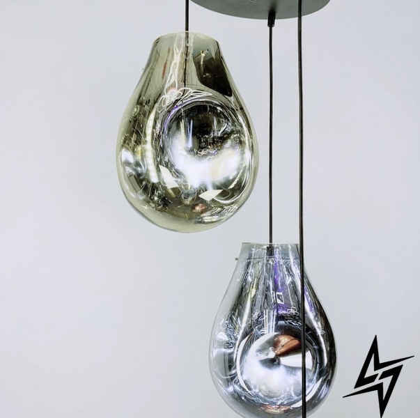 Серия подвесных светильников с мятым удлиненным стеклом LE25682 20x27см Черный/Медь 0459/1 фото в живую, фото в дизайне интерьера