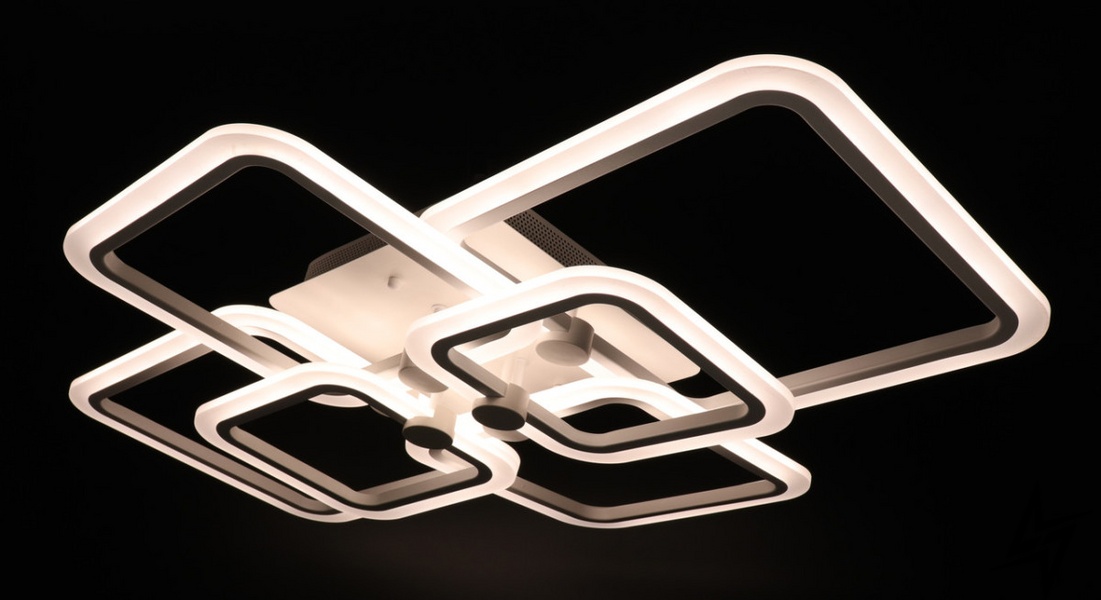 Люстра стельова LED з пультом L23-36866 Білий A2503/2+2+2-wh фото наживо, фото в дизайні інтер'єру
