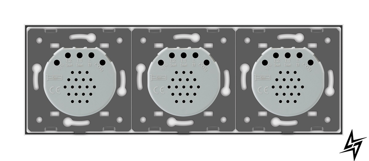 Умный сенсорный проходной выключатель 3 сенсора (1-1-1) Livolo белый стекло (VL-C703SZ-11) фото