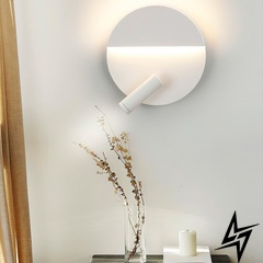 Настінний білий круглий світильник із спотом LE37916 LED 4000K 20x20см Білий W 088-180 WT фото наживо, фото в дизайні інтер'єру