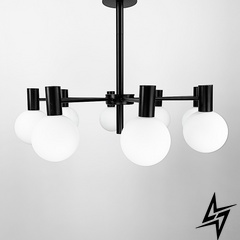 Современная черная люстра с белым плафоном на 8 ламп LE29844 8xG9 70x70см Черный/Белый MJ 89/8 BK+WT фото в живую, фото в дизайне интерьера