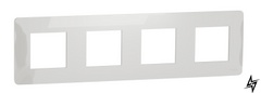 Четырехпостовая рамка глянцевая Unica New Studio NU200818 белая Schneider Electric фото