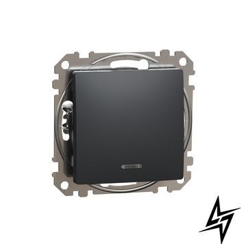 Перемикач прохідний 1-клавішний з підсвіткою Schneider Electric SDD114106L Sedna Design чорний пластик фото