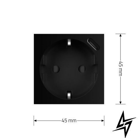 Механизм электрическая розетка с USB Type-C Power Delivery 18 Вт Livolo черный (VL-FCTF16A.UC18W-2BP) VL-FCTF16A.UC18W-2BP фото