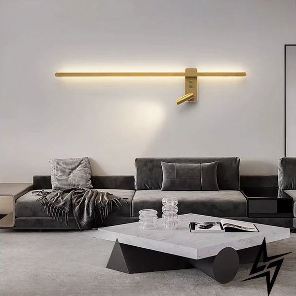 Настінне LED бра лінійне з вимикачем 30 см латунне 26-0460 WB121/1200 L AB фото
