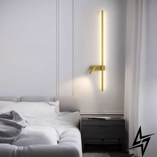 Настінне LED бра лінійне з вимикачем 30 см латунне 26-0460 WB121/1200 L AB фото