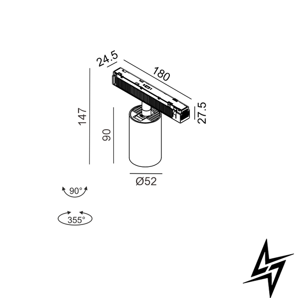 Магнитный трековый светильник LTX IN_LINE TUB M A 90 06.0591.14.940.ALU/BK.DALI.4x матовый алюминий 10,8 Вт 4000 K 06.0591.14.940.ALU/BK.DALI.4x фото