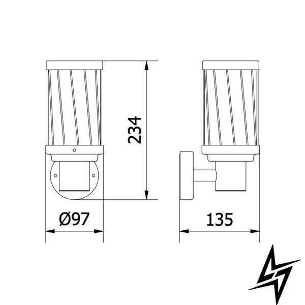 Светильник фасадный KERTА, E27, макс 12 Вт, IP44, графит OS-KERT0UA-30 фото
