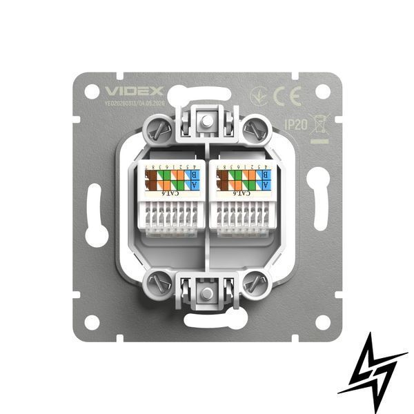 Розетка CAT6e подвійна комп'ютерна мокко Videx NOTA VF-NT-SK2PC6-BR VF-NT-SK2PC6-BR фото