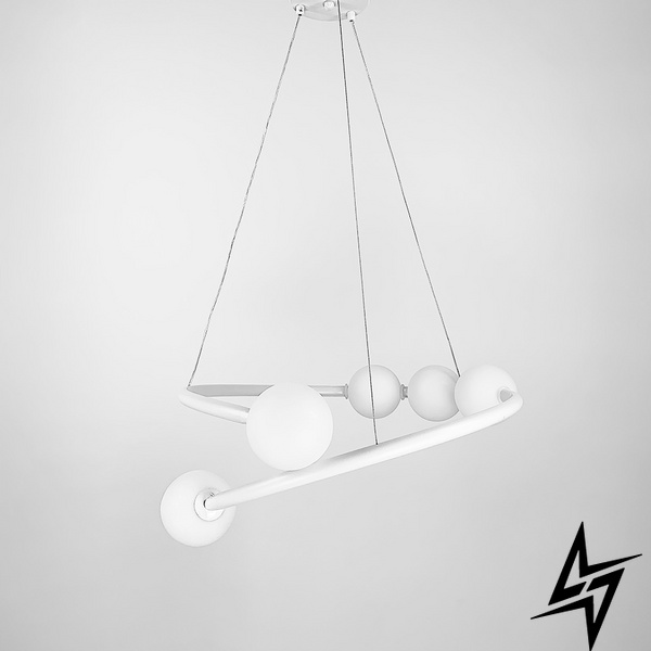 Дизайнерская белая LED люстра с акриловыми шариками LE39499 Белый 60x60см 2xG9 901-600 WT фото в живую, фото в дизайне интерьера