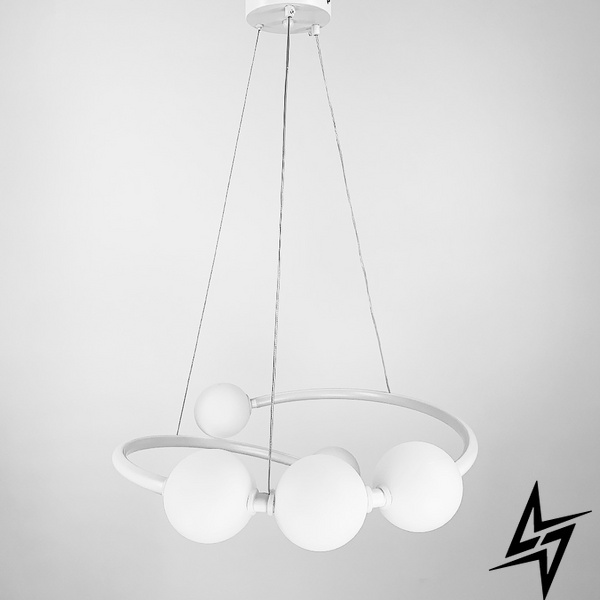 Дизайнерська біла LED люстра з акриловими кульками LE39499 білий 60x60см 2xG9 901-600 WT фото наживо, фото в дизайні інтер'єру