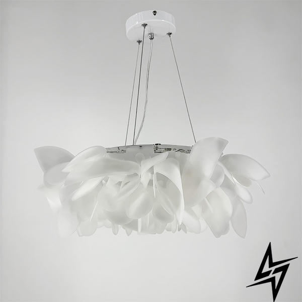 Подвесной светильник белый цветок из органического пластика LE41177 LED 26W 3000–4500–6000K 50x50см Белый MJ 181 фото в живую, фото в дизайне интерьера