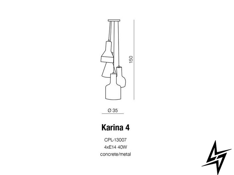 Люстра подвесная многоламповая Azzardo Karina 4 Pendant AZ1030 15993 фото в живую, фото в дизайне интерьера