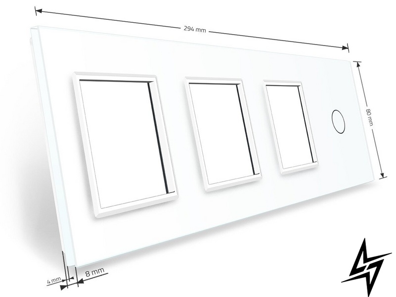 Сенсорная панель комбинированная для выключателя 1 сенсор 3 розетки (1-0-0-0) Livolo белый стекло (C7-C1/SR/SR/SR-11) фото