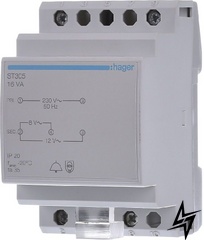 Модульный трансформатор ST305 для звонка 230В/8-12В 16ВА Hager фото